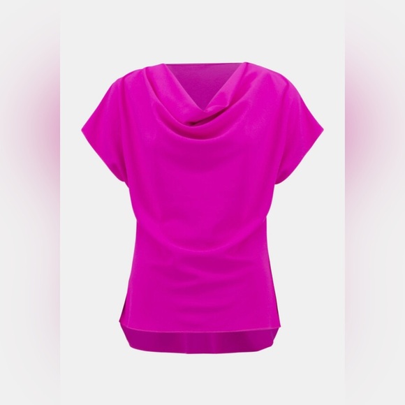 Joseph Ribkoff Casual Cowl Neck Pullover Blouse Top Short Sleeve Size 18 Pink - Picture 4 of 9
